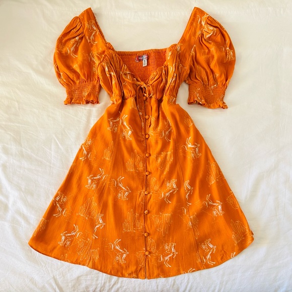 Urban Outfitters Sunset Orange Mini Dress - Picture 1 of 8